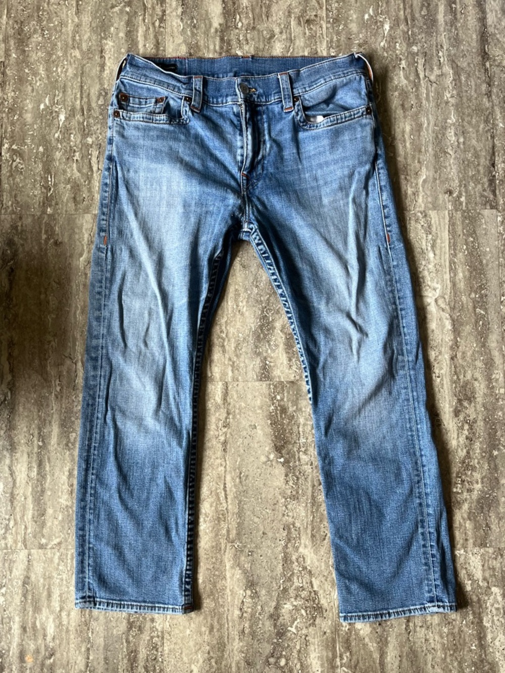 True Religion Men's Light Blue “RICKY” Straight Jeans